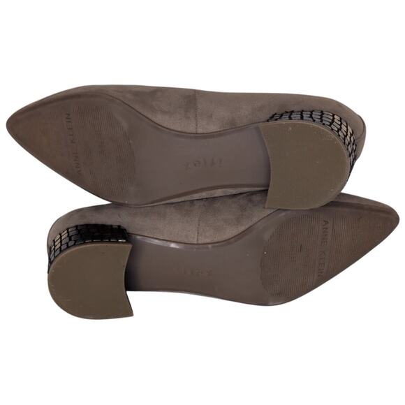 Faux Suede Loafer Pumps Women 7 Block Heel Classic Office Career Academia Preppy - Picture 6 of 8